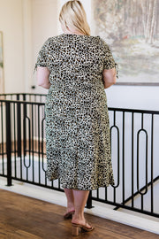 Plus Size Leopard Print Ruffled Midi Dress