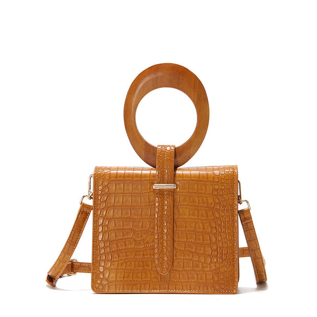 Wooden handle handbag