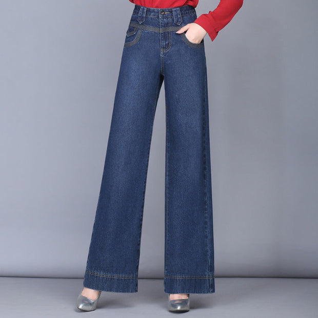 Wide Leg Jeans Women Casual Straight High Waist Loose Drape Jeans