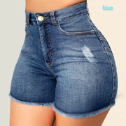 Fashion Women Summer High Waisted Denim Shorts Jeans Women Short  Femme Push Up Skinny Slim Denim Shorts