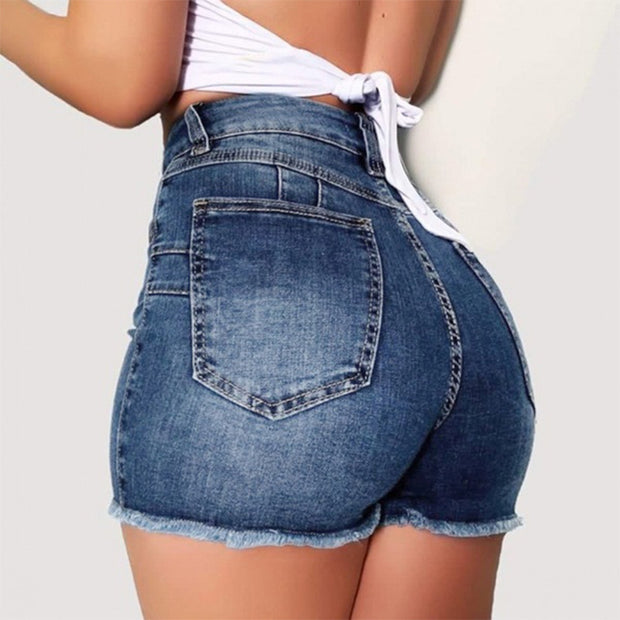 Fashion Women Summer High Waisted Denim Shorts Jeans Women Short  Femme Push Up Skinny Slim Denim Shorts