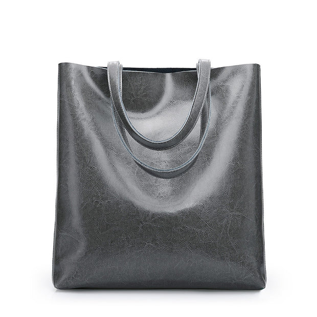 Cowhide Handbags, Fashion Ladies' Bags, Simple Tote Bags, Large-capacity Fashion Handbags