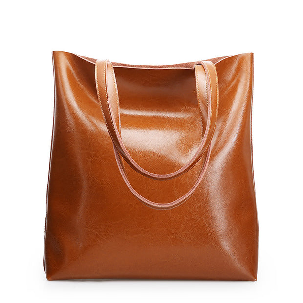 Cowhide Handbags, Fashion Ladies' Bags, Simple Tote Bags, Large-capacity Fashion Handbags