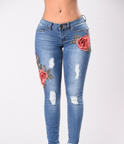 Embroidery jeans stretch jeans pants