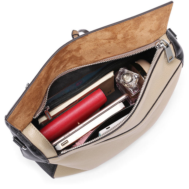 Cowhide portable messenger handbag