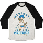 MERCURY LIFTING TEAM 模仿白色男女通用三色混纺棒球 T 恤