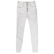 Versatile drawstring white jeans