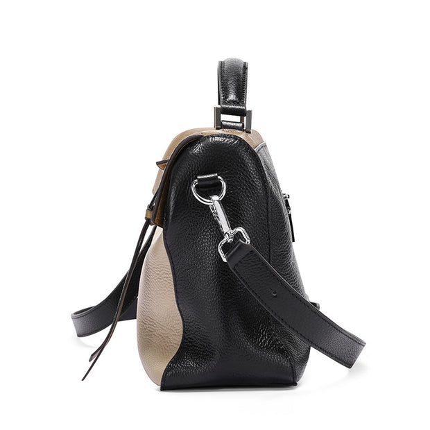Cowhide portable messenger handbag