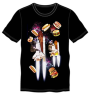 Celebration Sloth Space Shuttle Firework Party With Hamburgers & Hotdogs Men's Black T-Shirt Tee Shirt