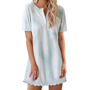 New Short Sleeve Tie Dye Pajamas Loungewear Dress