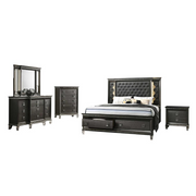 5PC California King Bedroom Set: 1 Panel Bed, 1 Night Stand, 1 Chest with 5 Drawers, 1 Dresser with 8 Drawers and Two Jewelry Drawers, and 1 Mirror