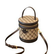Female leather cylinder handbag