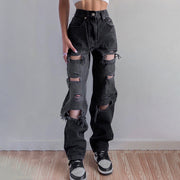 European And American Women Ripped Loose Jeans