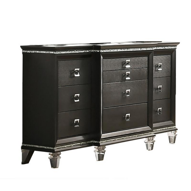 3PC Eastern King Bedroom Set: 1 Panel Bed, 1 Night Stands, and 1 Dresser with 8 Drawers and Two Jewelry Drawers