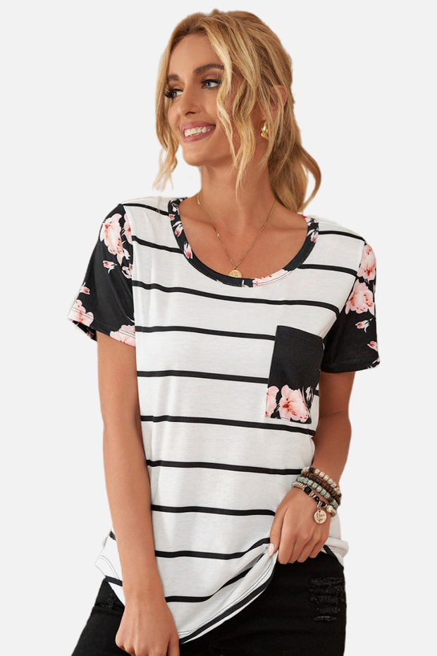 Striped T-Shirt with Patch Pocket