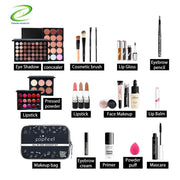 24pcs/Set Make Up Sets Cosmetics Kit Eyeshadow Lipstick Eyebrow Pencil Lip Gloss Makeup Brush Powder Puff With Makeup Bag Kit