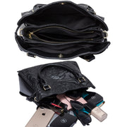 Rose pattern leather handbag
