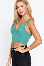 V-neck Sweater Knit Crop Cami Top
