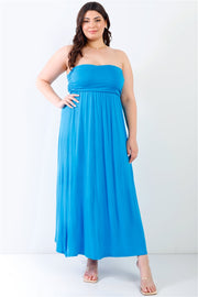 "mermaid" Plus Blue Sleeveless Maxi Dress