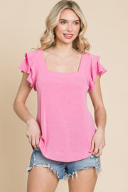 French Terry Solid Casual Top