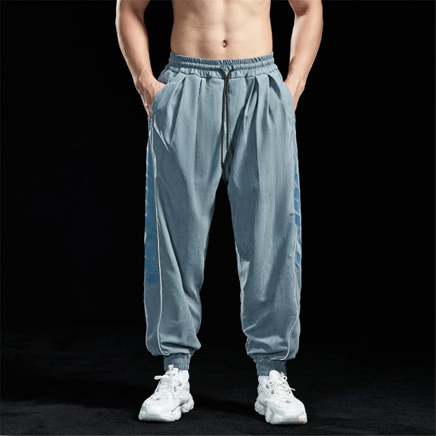 Loose Fitness Trendy Sports Pants Men's Leisure Running Basketable Trousers Muscle Thin Breathable Cloth Boy Cool Wear Sportwear