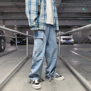 Hommes Jeans jambe large Denim Cargo jean pantalon ample droite Baggy hommes Jeans hip hop Streetwear Skateboard Neutre denim pantalon