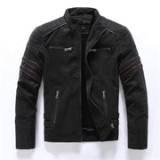 Faux Leather Jacket Men Winter Fleece Warm Motorcycle Windbreaker PU Leather Jackets Male Multi-pocket Embroidery Jackets