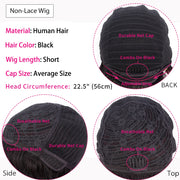 Short Bob Wigs For Black Women Natural Black Brazilian Straight Human hair Wigs With Bangs Full Machine Made Glueless Fringe Wig