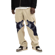 Men&#39;s Casual Loose Straight Leg Pants Fashion Animal Print Stylish Trousers for Shopping Daily Wear Running Jogging Sportwear