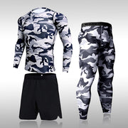 Séchage rapide Camouflage hommes ensembles de course Compression sport costumes collants maigres vêtements salle de sport Rashguard Fitness vêtements de sport hommes 2021