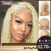 Kinky Curly Wig Blonde Bob Wig Brazilian 13x4 Lace Frontal Human Hair Wigs Blonde Curly Human Hair Wig With Frontal Yimeishun