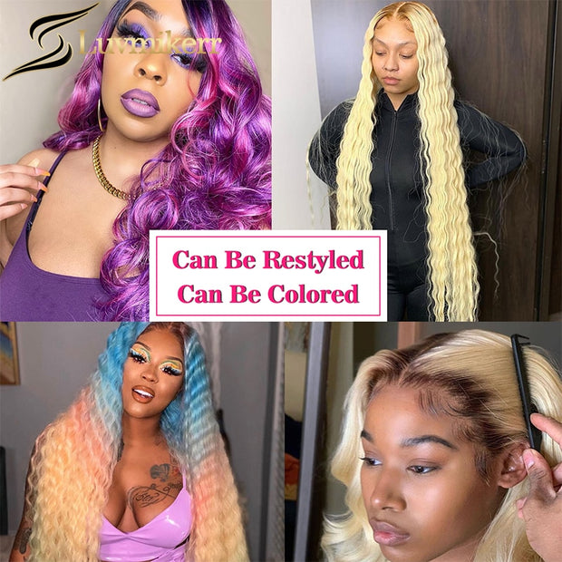 Hd Transparent Lace Wigs Colored Ombre Blonde 250 Density Straight Lace Front Wig Full 613 Lace Frontal 40 pouces Perruque de cheveux humains