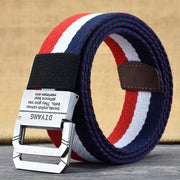 Men&#39;s and Women&#39;s Spring and Autumn Youth Double Ring Buckle Color Matching Adjustable Length Jeans Canvas Belt