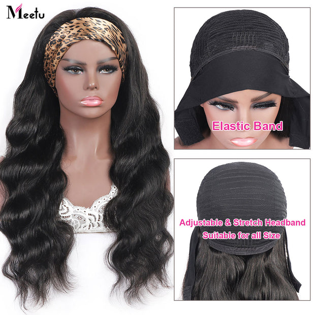 Meetu Body Wave Headband Wig Human Hair Grip Headband Scarf Glueless Wigs For Women Human Hair Wigs Brazilian Remy Headband Wig