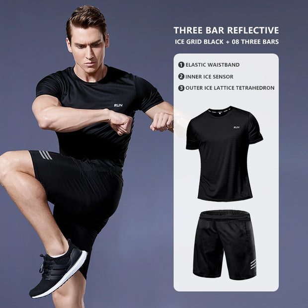 Men&#39;s Sportswear Tracksuit Gym Compression Clothing Fitness Running Set Athletic Wear T Shirts Ropa Deportiva Hombre Camisetas