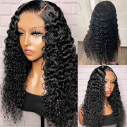 Nicelight Indian Deep Wave Closure Wig Human Hair Lace Wig Natural Remy Pre Plucked Bleached Knots Wigs 4x4 Curly Lace Wig