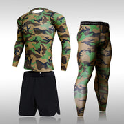 Séchage rapide Camouflage hommes ensembles de course Compression sport costumes collants maigres vêtements salle de sport Rashguard Fitness vêtements de sport hommes 2021