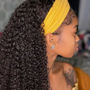 Mylockme Glueless Kinky Curly Headband Wig Brazilian Human Natural Hair Women Curly Wigs Cheaper Non Lace Wigs For Women 40 50CM