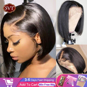 SVT Short Bob Straight Lace Front Closure Wigs PrePlucked Baby Hair Bob Wig Lace Frontal T Part Human Hair Wigs For Women