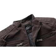 Faux Leather Jacket Men Winter Fleece Warm Motorcycle Windbreaker PU Leather Jackets Male Multi-pocket Embroidery Jackets