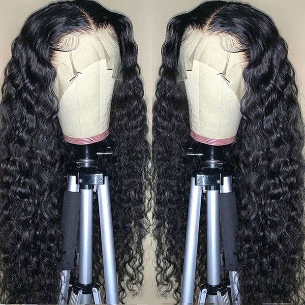180% Water Wave Lace Front Wig HD Lace Frontal Wig Wet And Wavy Lace Front Human Hair Wigs T Part Brazilian Curly Human Hair Wig