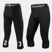 Men&#39;s Running Sport Tights Pants Basketball Cropped Compression Leggings Gym Fitness Sportswear for Male Athletic Trousers