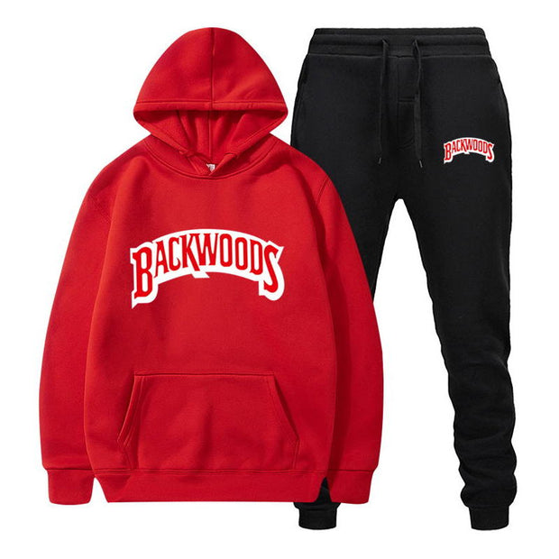 fashion brand Backwoods Men&#39;s Set Fleece Hoodie Pant Thick Warm Tracksuit Sportswear Hooded Track Suits Male Sweatsuit Tracksuit