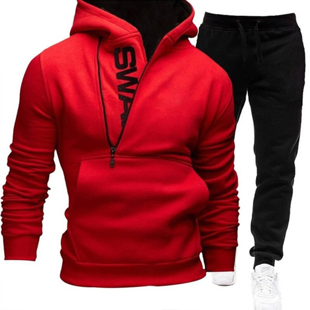 Men's Tracksuit 2 Piece Set Autumn Winter Zipper Hoodie + Sweatpants Sportswear Casual Zipper Hoodie Suit Jogging Suits Clothes