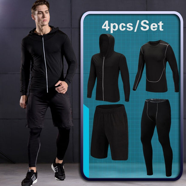 Men&#39;s Sports Suit Compression Tracksuit Fitness Gym Clothes For Jogging Sets Running Sportwear Training Exercise Workout Tights