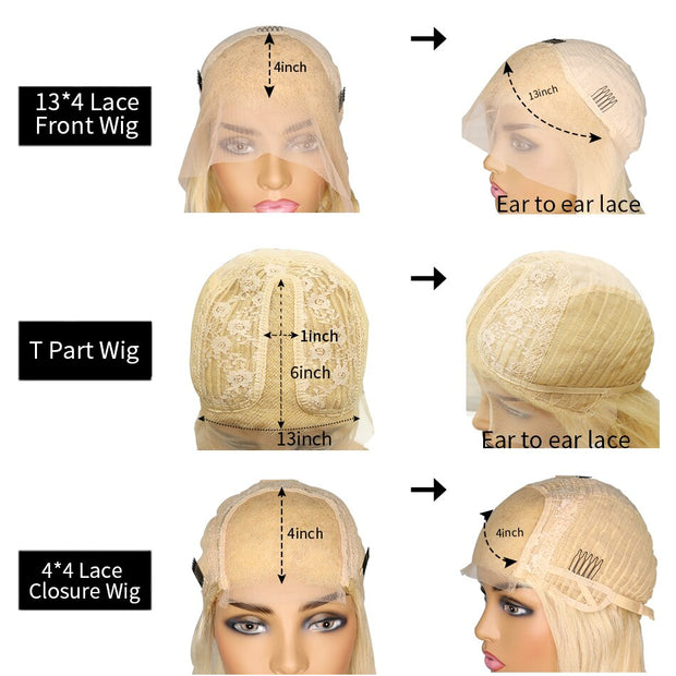 Blonde Color 613 Short Human Hair Wigs For Black Women Pixie Cut Brazilian 4x4 Closure Wigs Preplucked With Baby Hair