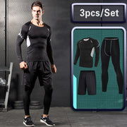 Men&#39;s running sets Gym Tight Sport Clothing Basketball Training Tracksuit Fitness Jogging Sports Wear Compression Sports Clothes