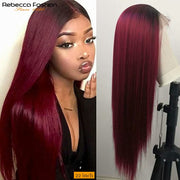 Hd Lace Frontal Wig 13x1x6 Lace Front Wig Human Hair Blond Bone Straight Transparent Lace Human Hair Wigs Burgundy HD Lace Wig