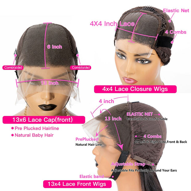 Body Wave 13x6 Lace Frontal Wigs Human Hair Short Bob Wig 13x4 Closure Wig 180 Density For Black Women Brazilian Remy Hair