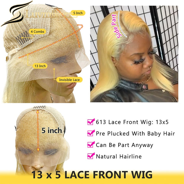 Hd Transparent Lace Wigs Colored Ombre Blonde 250 Density Straight Lace Front Wig Full 613 Lace Frontal 40 Inches Human Hair Wig
